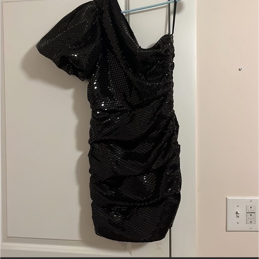 Do+be one shoulder black sparkly sequined dress